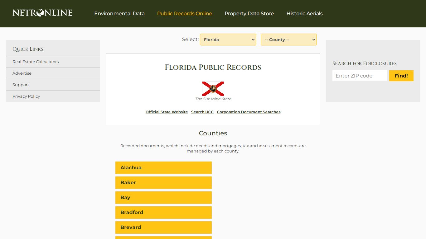 Florida Public Records Online Directory - NETROnline.com
